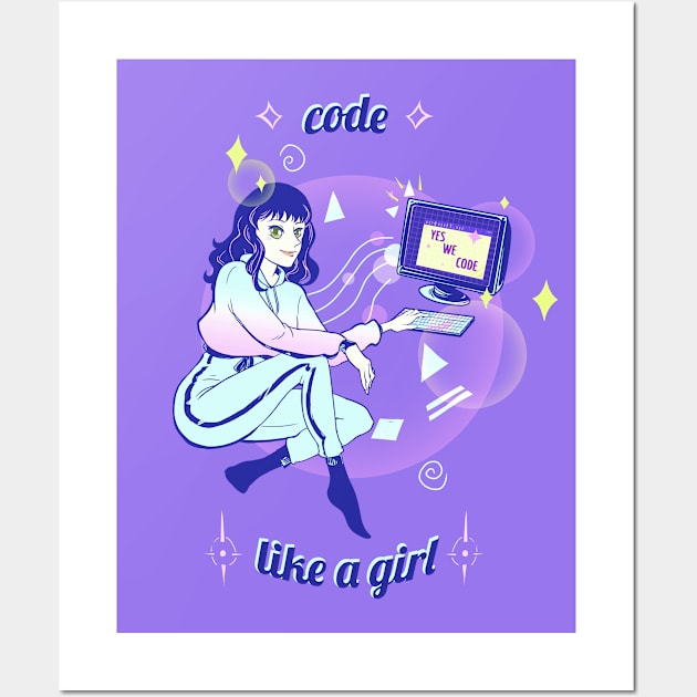 code like a girl (yeswecode) Wall Art by mahatmandie